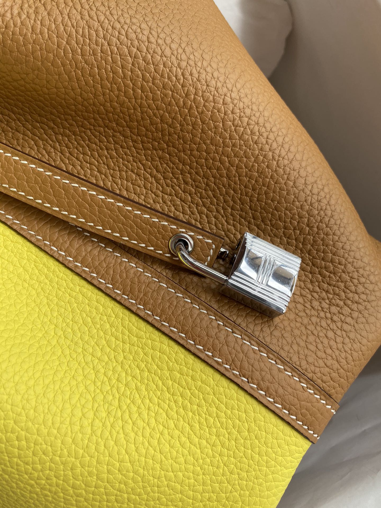 Hermes Picotin Lock 18 Bag In Yellow/Brown Clemence Leather